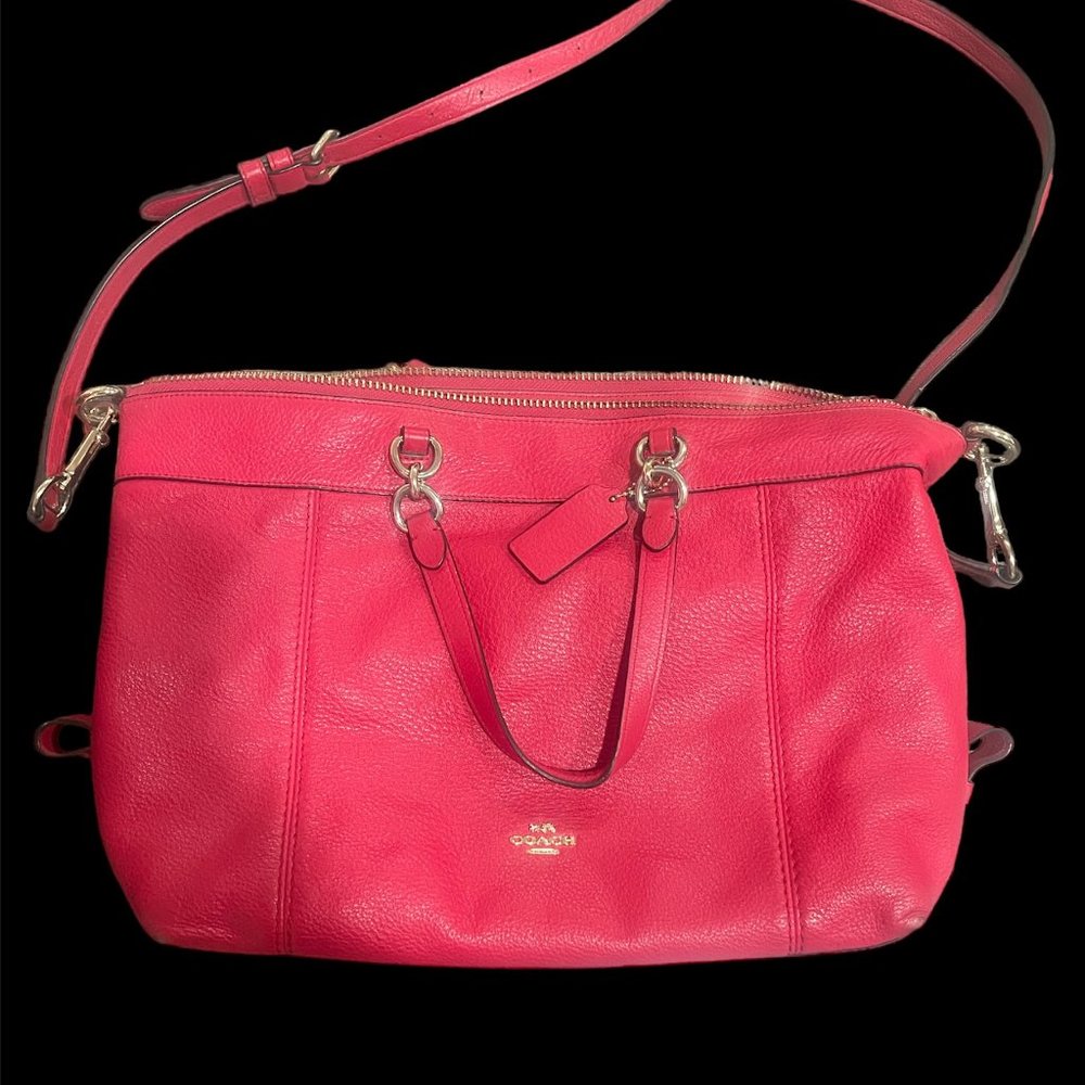 COACH Kelsey Small Leather Top Handle Bag with Strap Red